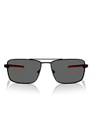 Scuderia Ferrari 60mm Rectangular Aviator Sunglasses in Matte Black at Nordstrom