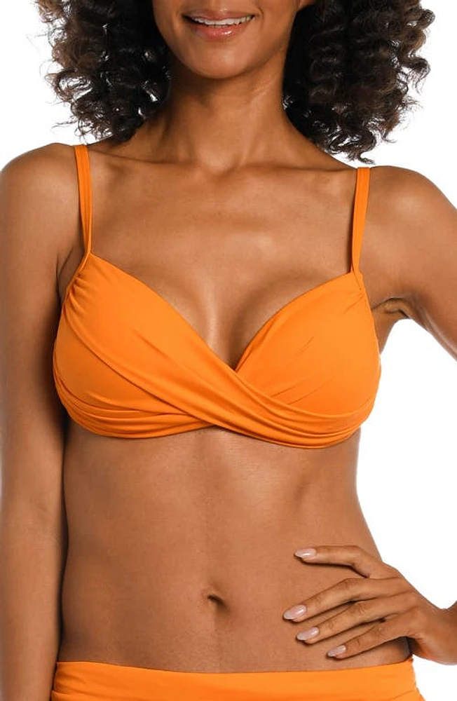 La Blanca Island Goddess Wrap Bikini Top Tangerine at Nordstrom,