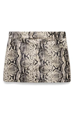 MANGO Kourtney Faux Snakeskin Miniskirt White at Nordstrom,