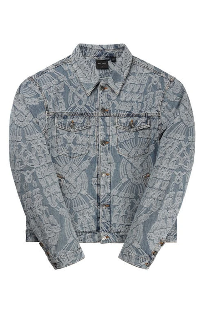 DAILY PAPER Settle Macramé Jacquard Denim Jacket Light Blue at Nordstrom,