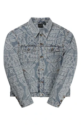 DAILY PAPER Settle Macramé Jacquard Denim Jacket Light Blue at Nordstrom,