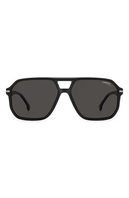 Carrera Eyewear 59mm Polarized Rectangular Sunglasses in Matte Black/Gray Polar at Nordstrom