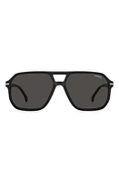 Carrera Eyewear 59mm Polarized Rectangular Sunglasses in Matte Black/Gray Polar at Nordstrom