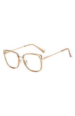 Fifth & Ninth Sahara 53mm Square Blue Light Blocking Glasses in Tan/Clear at Nordstrom