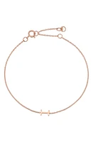 BYCHARI Initial Pendant Bracelet in 14K Rose Gold-I at Nordstrom