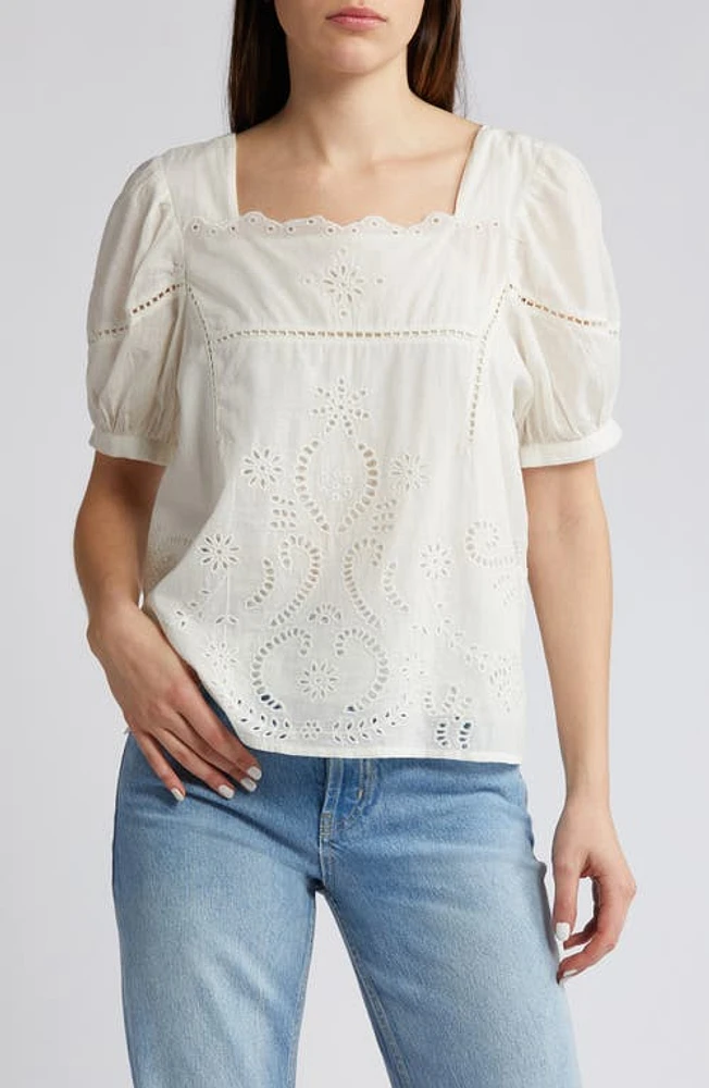 Cleobella Maribel Eyelet Cotton Top Ivory at Nordstrom,