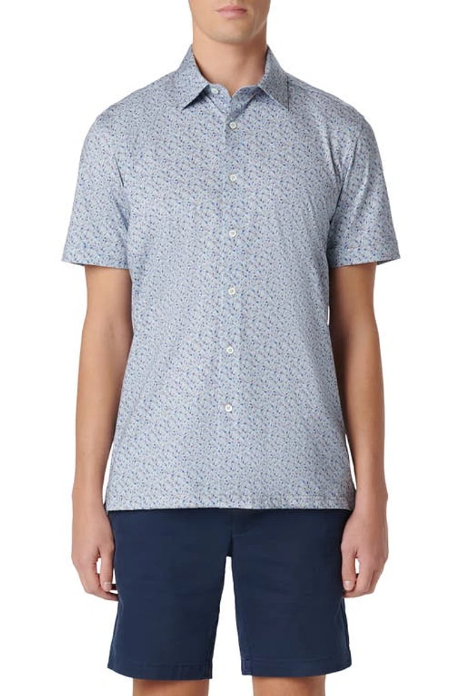 Bugatchi Milo OoohCotton Guitar Print Short Sleeve Button-Up Shirt Air Blue at Nordstrom,