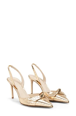 Alexandre Birman Clarita Croc Embossed Pointed Toe Slingback Pump Argento at Nordstrom,