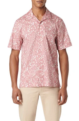 Bugatchi Orson Floral Stretch Cotton Camp Shirt Dusty Pink at Nordstrom,