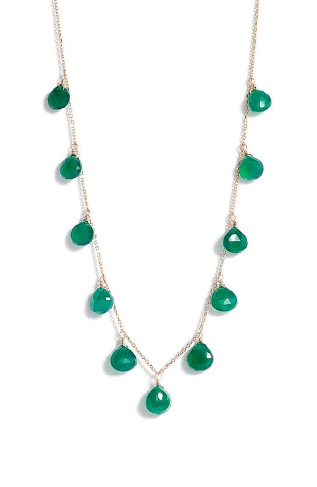 Anzie Briolette Stone Charm Necklace in Emerald at Nordstrom