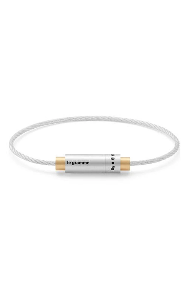 le gramme 9G Brushed Two-Tone Cable Bracelet Silver/Yellow Gold 18Kt at Nordstrom, Cm