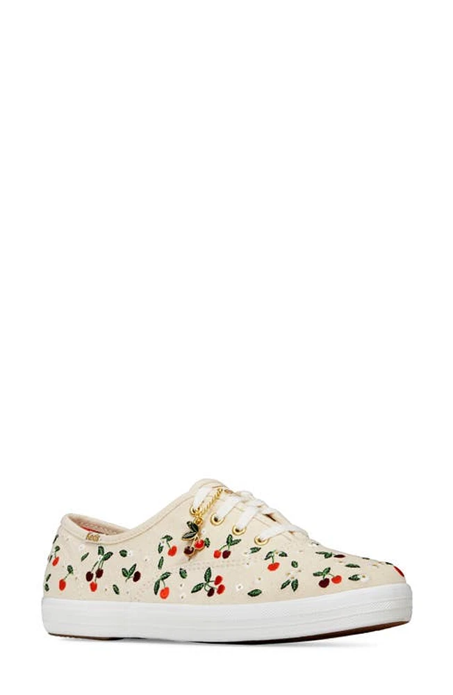 Keds x Rifle Paper Co. Cherries Champion Sneaker Natural Textile at Nordstrom,