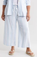 caslon(r) Stripe Tie Waist Wide Leg Linen Blend Pants at Nordstrom,