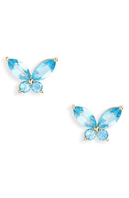 Bony Levy Blue Topaz Butterfly Stud Earrings in 14K Yellow Gold at Nordstrom