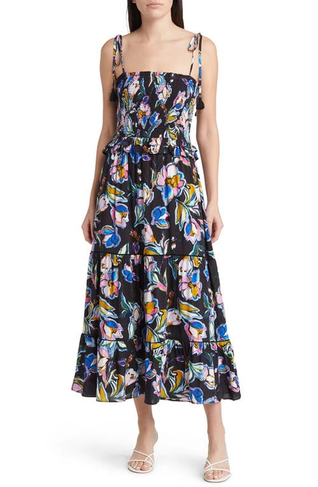 Lost + Wander Renoirs Terrace Floral Print Dress in Black-Multi-Floral at Nordstrom, Size Small