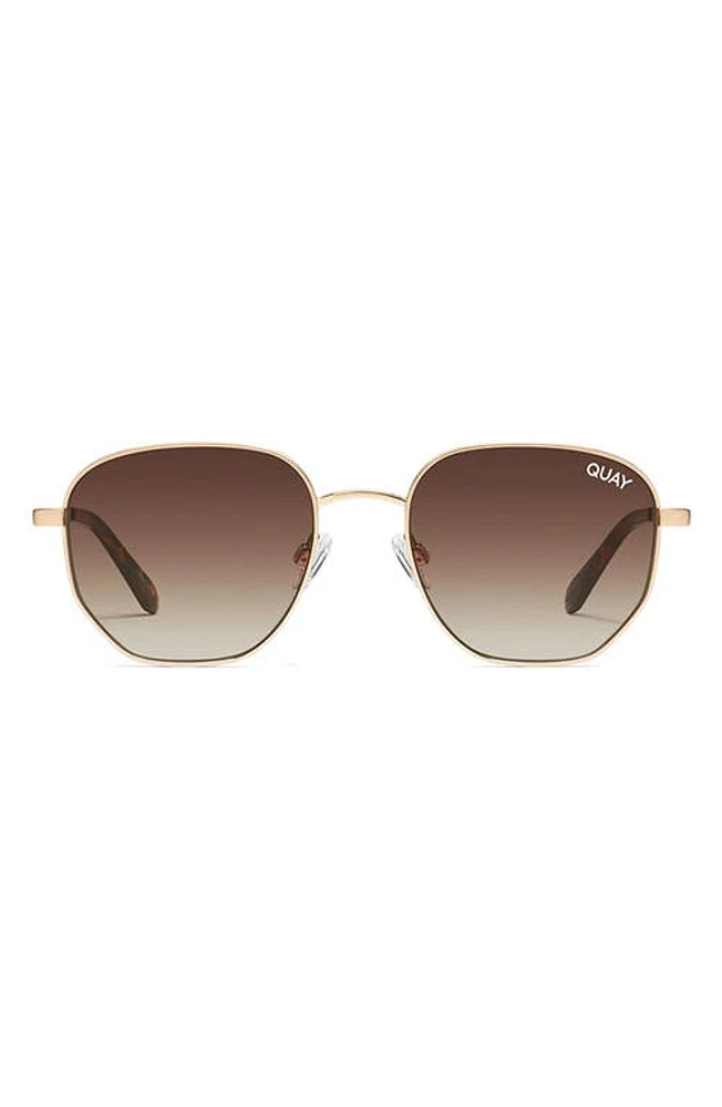 Quay Australia Big Time 54mm Gradient Round Sunglasses in Brushed Gold /Brown at Nordstrom