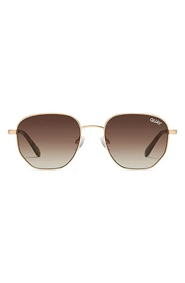 Quay Australia Big Time 54mm Gradient Round Sunglasses in Brushed Gold /Brown at Nordstrom