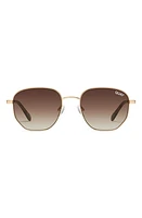 Quay Australia Big Time 54mm Gradient Round Sunglasses in Brushed Gold /Brown at Nordstrom