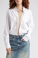 R13 Foldout Organza Panel Cotton Button-Up Shirt in White at Nordstrom, Size X-Small