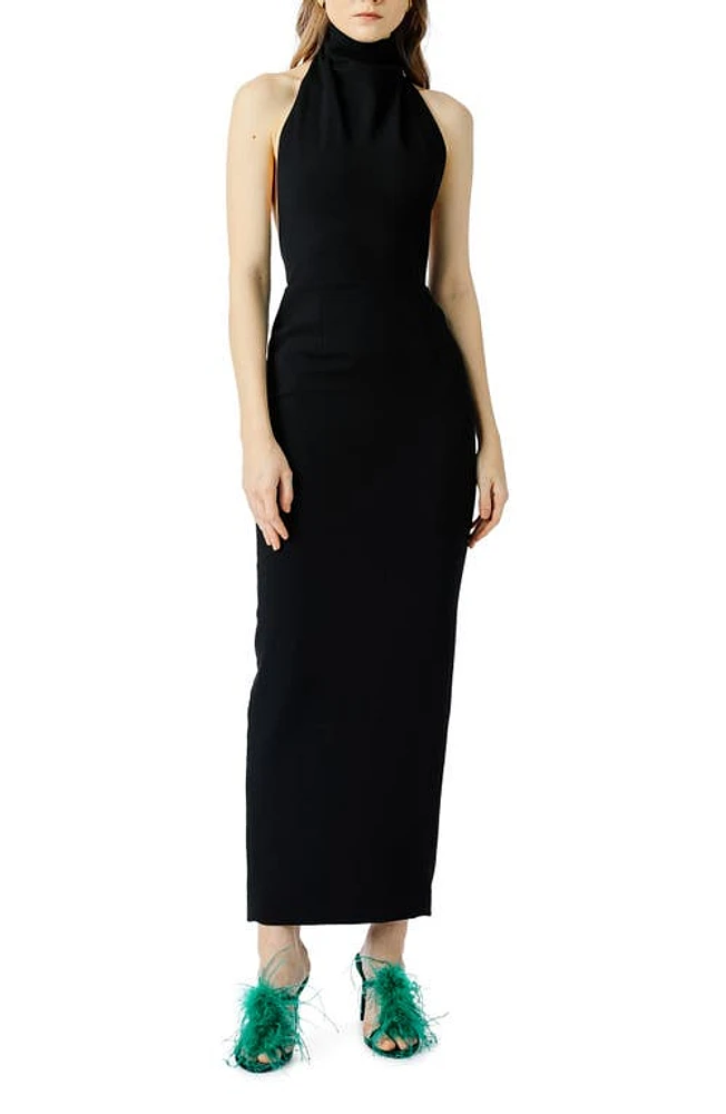 SAU LEE Patricia Halter Dress Black at Nordstrom,