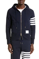 Thom Browne Classic 4-Bar Zip Cotton Hoodie Navy at Nordstrom,