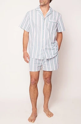 Petite Plume Vintage Stripe Cotton Short Pajamas Blue at Nordstrom,