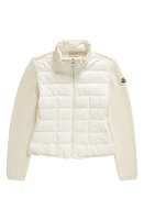 Moncler Padded Wool Zip-Up Cardigan in White at Nordstrom, Size 12Y