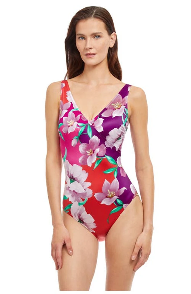 Gottex Bella Rosa Surplice One Piece Mul Cherry at Nordstrom,