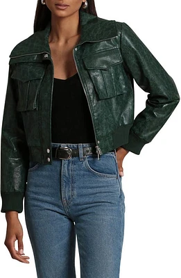 Avec Les Filles Faux-Ever Leather Crop Bomber Jacket at Nordstrom,