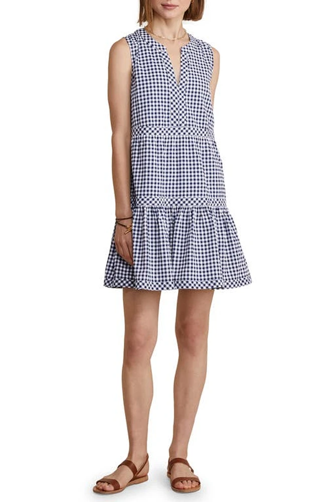 vineyard vines Harbor Stripe Seersucker Sundress in Gingham - Navy/White at Nordstrom, Size X-Large