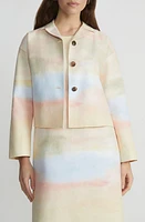 Lafayette 148 New York Horizon Print Canvas Crop Jacket Straw Multi at Nordstrom,