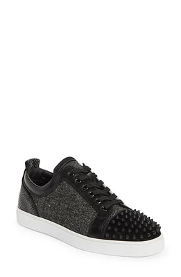 Christian Louboutin Louis Junior Spikes Orlato Sneaker Black/Black at Nordstrom,