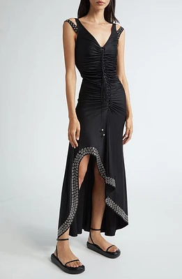 Rabanne Grommet Detail Asymmetric Hem Dress in Black at Nordstrom, Size 8 Us