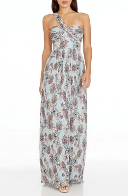 Dress the Population Idalia Floral One-Shoulder Gown Sage Multi at Nordstrom,