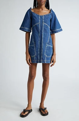 Stine Goya Yvonne Topstitch Detail Denim Minidress Trompe Loeil at Nordstrom,