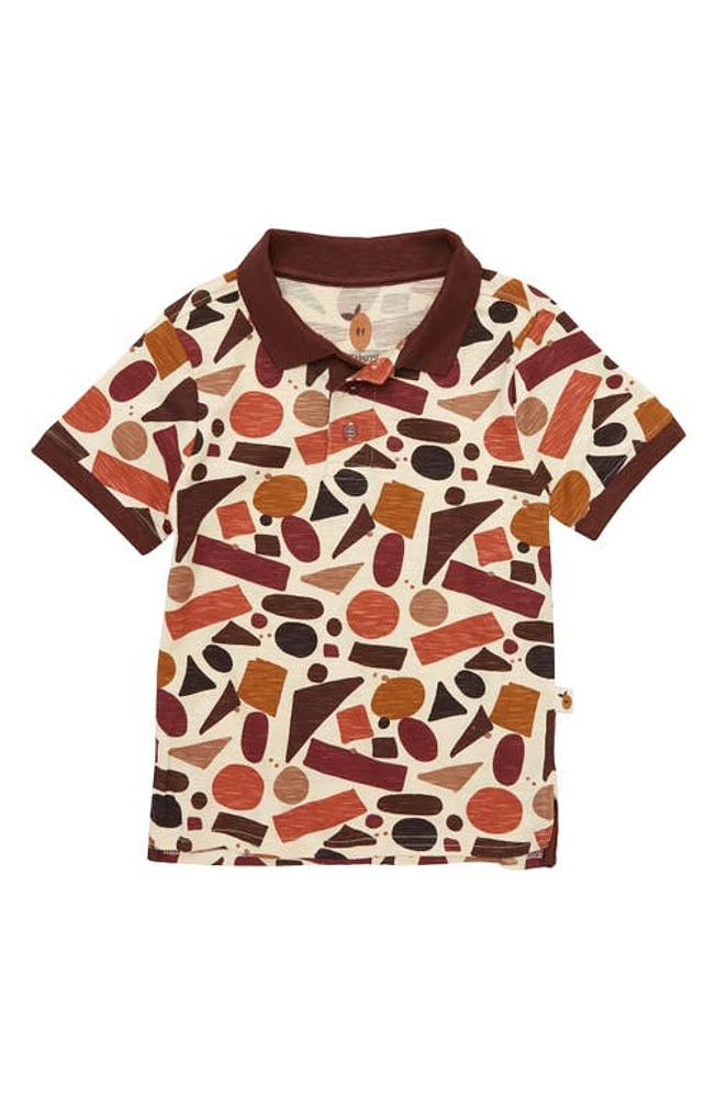 Naseberry River Rock Print Organic Cotton Polo Brown/Beige at Nordstrom,