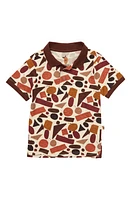 Naseberry River Rock Print Organic Cotton Polo Brown/Beige at Nordstrom,