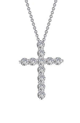 Lafonn Simulated Diamond Cross Pendant Necklace in Silver/Clear at Nordstrom, Size 18 In