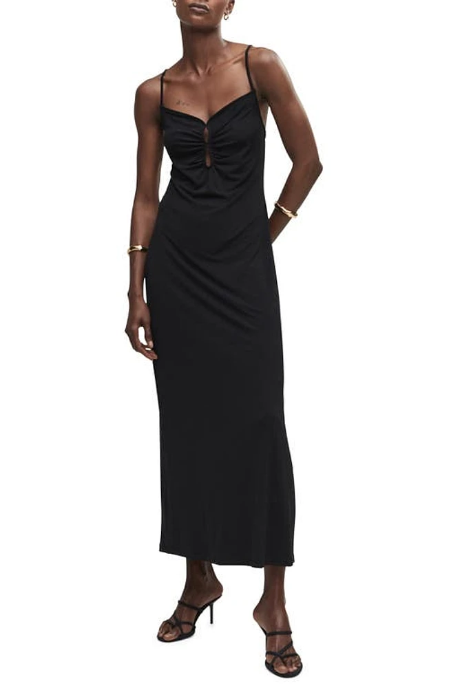 MANGO Cutout Maxi Dress in Black at Nordstrom, Size 6