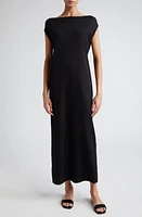 Loulou Studio Bateau Neck Organic Cotton Dress in Black at Nordstrom, Size X-Small