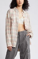 BP. Plaid Oversize Cotton Flannel Button-Up Shirt at Nordstrom,