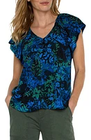 Liverpool Los Angeles Flutter Sleeve Top Blue Topaz Multi at Nordstrom,