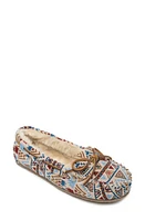 Minnetonka Cally Faux Fur Lined Slipper Cream Mosaic at Nordstrom