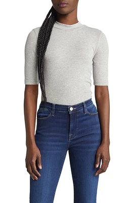 FRAME Rib Mock Neck Top Gris Heather at Nordstrom,