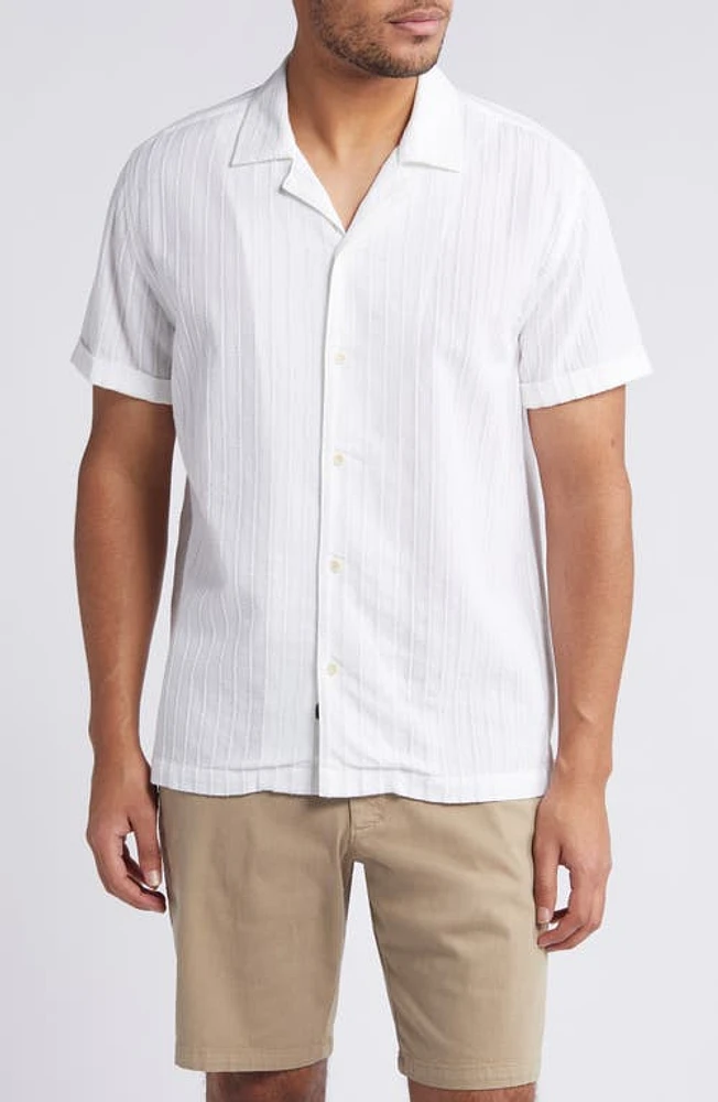 Rails Sinclair Textured Stripe Cotton Camp Shirt White at Nordstrom,