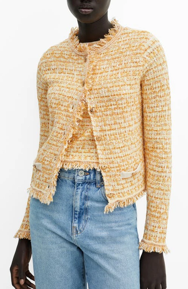 MANGO Papallon Cardigan Yellow at Nordstrom,