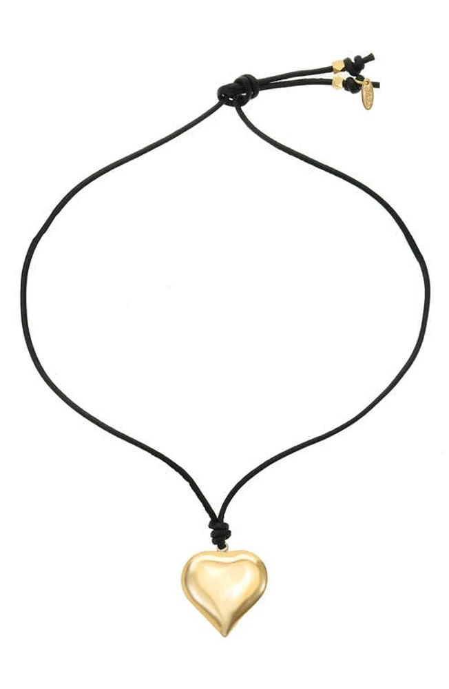 Ettika Puffy Heart Pendant Necklace in Black at Nordstrom