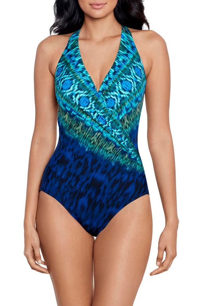 Miraclesuit Alhambra Wrapsody One-Piece Swimsuit Blue Multi at Nordstrom,