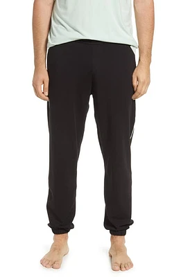 BEDFELLOW Men's Jogger Pajama Pants in Black With Mint Piping at Nordstrom