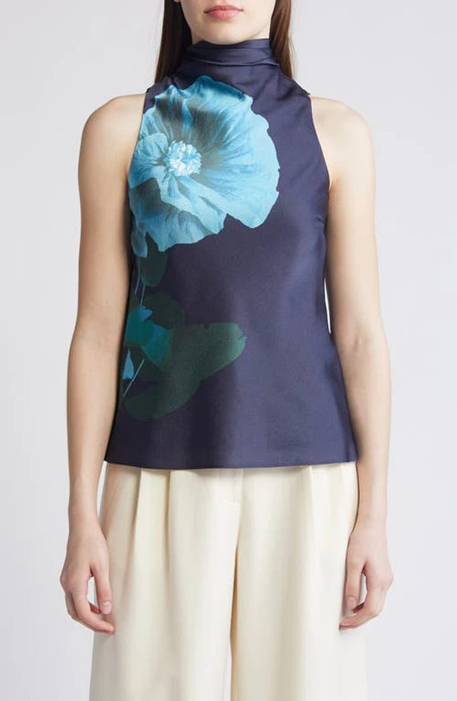 Ted Baker London Setsuko Floral Sleeveless Top Navy at Nordstrom,